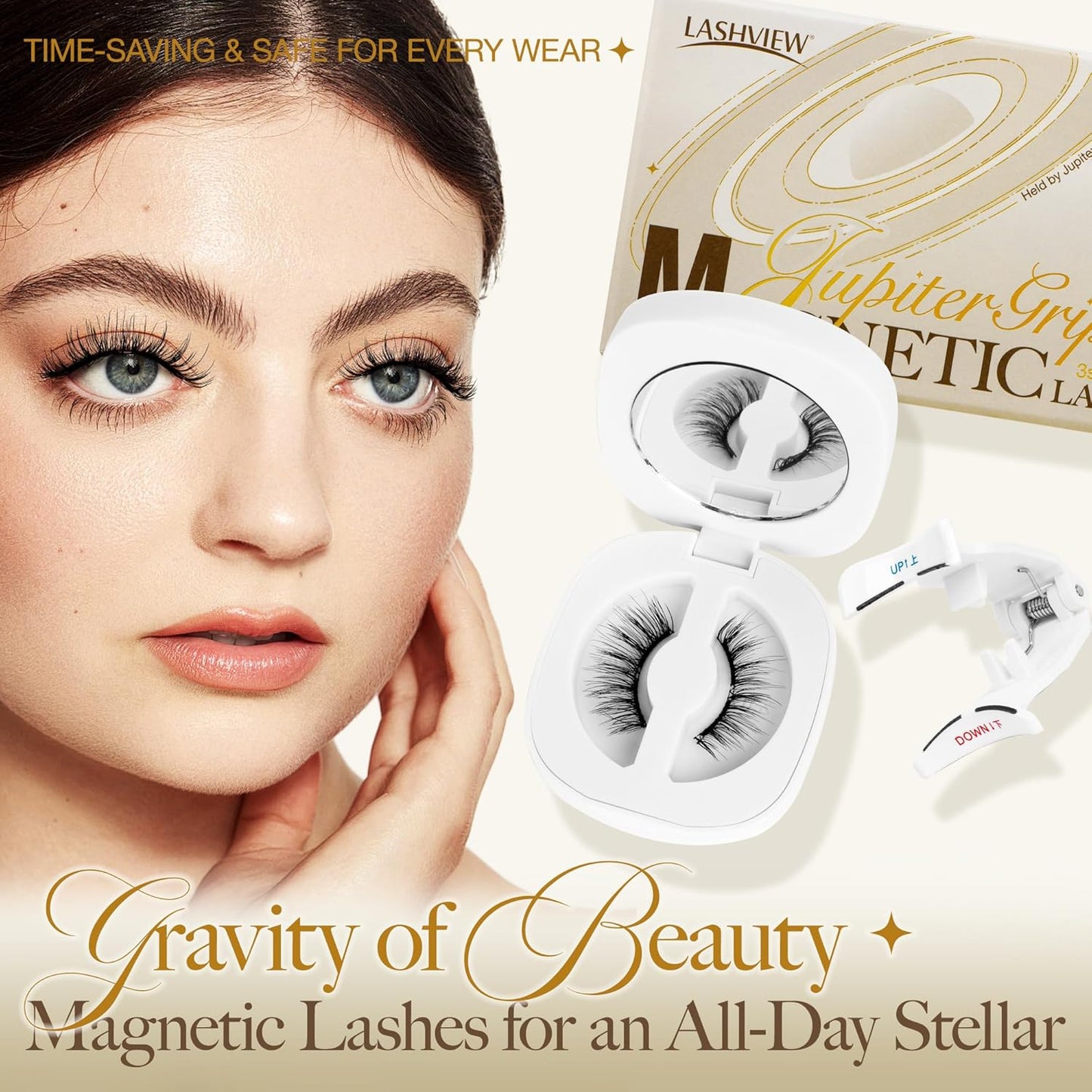 LASHVIEW Upgrade Soft Magnetic Eyelashes Natural Look, Reusable Magnetic Eyelashes with Applicator, No Glue Needed Lashes Kit, Easy to Wear and Remove CT01