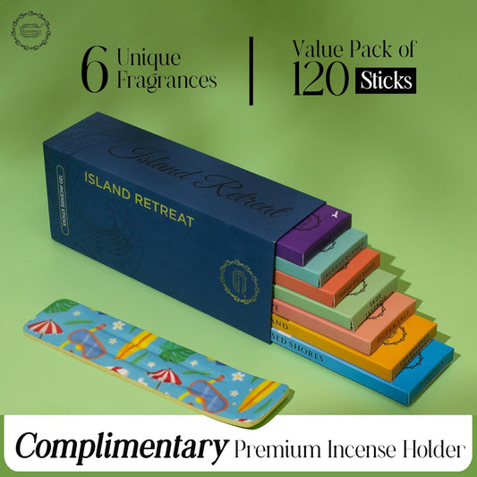 Raajsee Incense Sticks Natural, Set of 6 Organic Incents –120 Insence-Sticks with Holder– Aromatherapy Gifts, Non Toxic Clean Burning for Spiritual Cleansing – Ocean Salt, Grape Fruit Clove, Sage