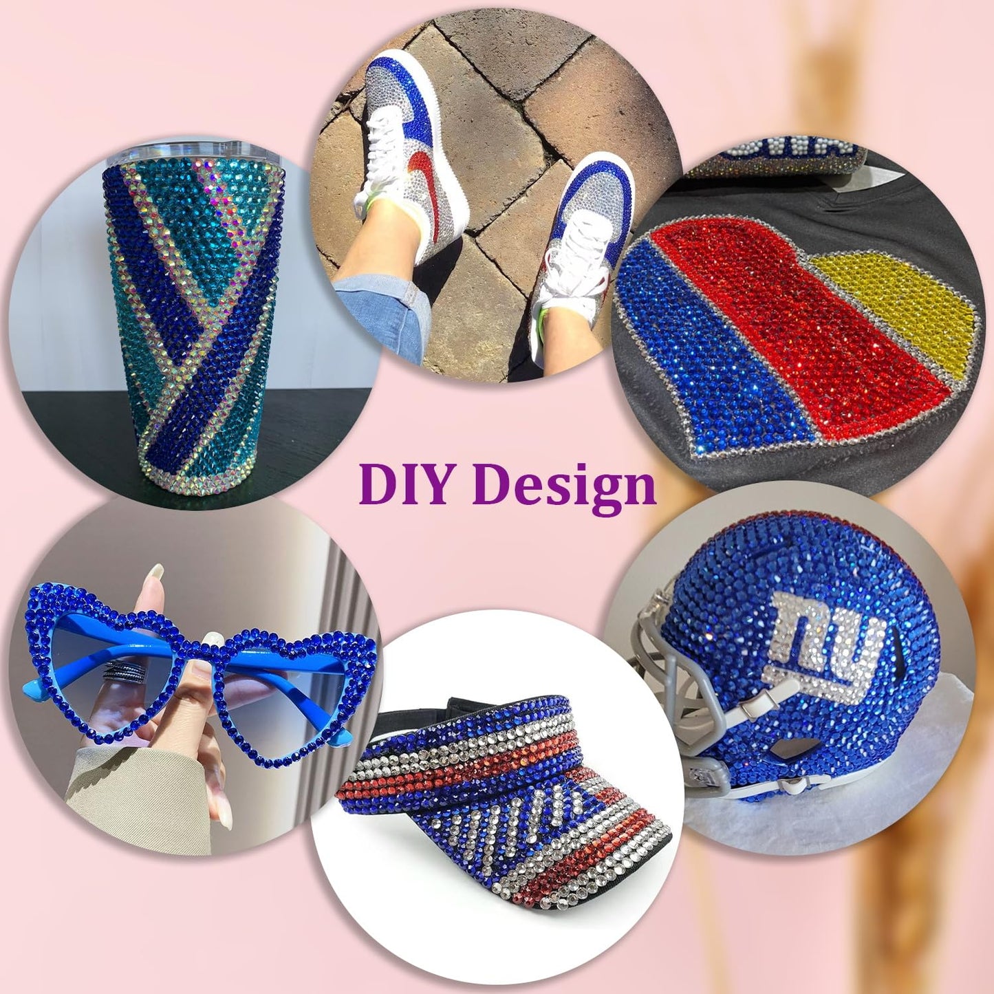 30000Pcs Royal Blue Rhinestones for Bedazzling with B7000 Jewelry Glue, Bedazzler Kit Flatback Gems, Resin Rhinestones for Crafting Crafts Clothing Shoes Fabric Nail Art Assorted Size 2/3/4/5/6mm