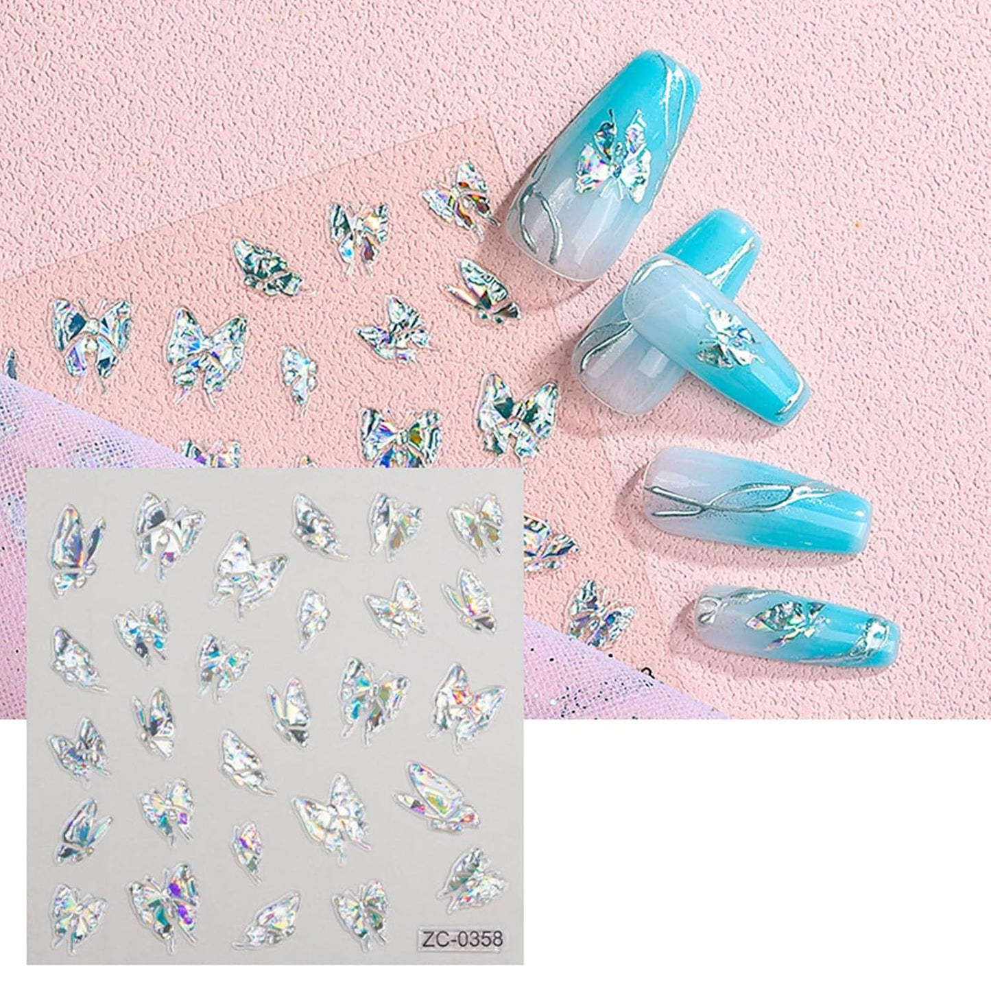 SILPECWEE 6 Sheets 5D Gold Embossed Nail Art Stickers Gem Crystal Irregular Geometric Frames Nail Stickers Designs Hollow Nail Decals Self Adhesive DIY Acrylic Nails Accessories