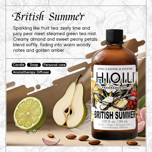 HIQILI British Summer Fragrance Oil for Diffuser, Inspired by Bvr.Berry Women Brit-Sumr, Candle & Soap Making, Bath Bombs - Fresh Sweet Notes, Long-Lasting Aroma - 5.07 Fl Oz
