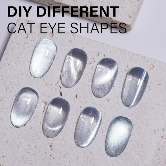 AILLSA Glass Cat Eye Gel Nail Polish, 15ml Gray Glitter Jelly Sheer Gel Polish, Translucent Magnetic Shimmer Sparkle Nail Art U V Salon 0.5 OZ GF32