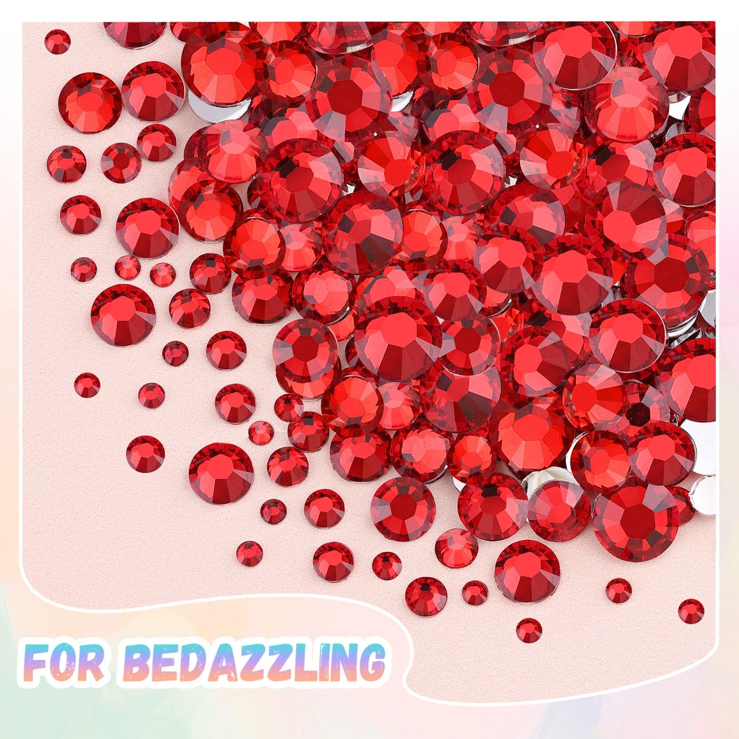 25000Pcs Resin Rhinestones with Tweezers for Crafting, 2-6mm Mixed Sizes (Red) Non Hotfix Flatback Gems, Bedazzling Crystal for DIY Crafts Clothing Tumblers Mugs Shoes Decor Nail Art