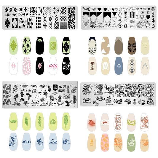 AddFavor Nail Stamper Kit 8pcs Nail Stamping Plates Flower Leaves Geometric Butterfly Image Nail Stencils with Silicone Stamp and Scraper for Women Girls Summer Nail Art Design Supplies Tools