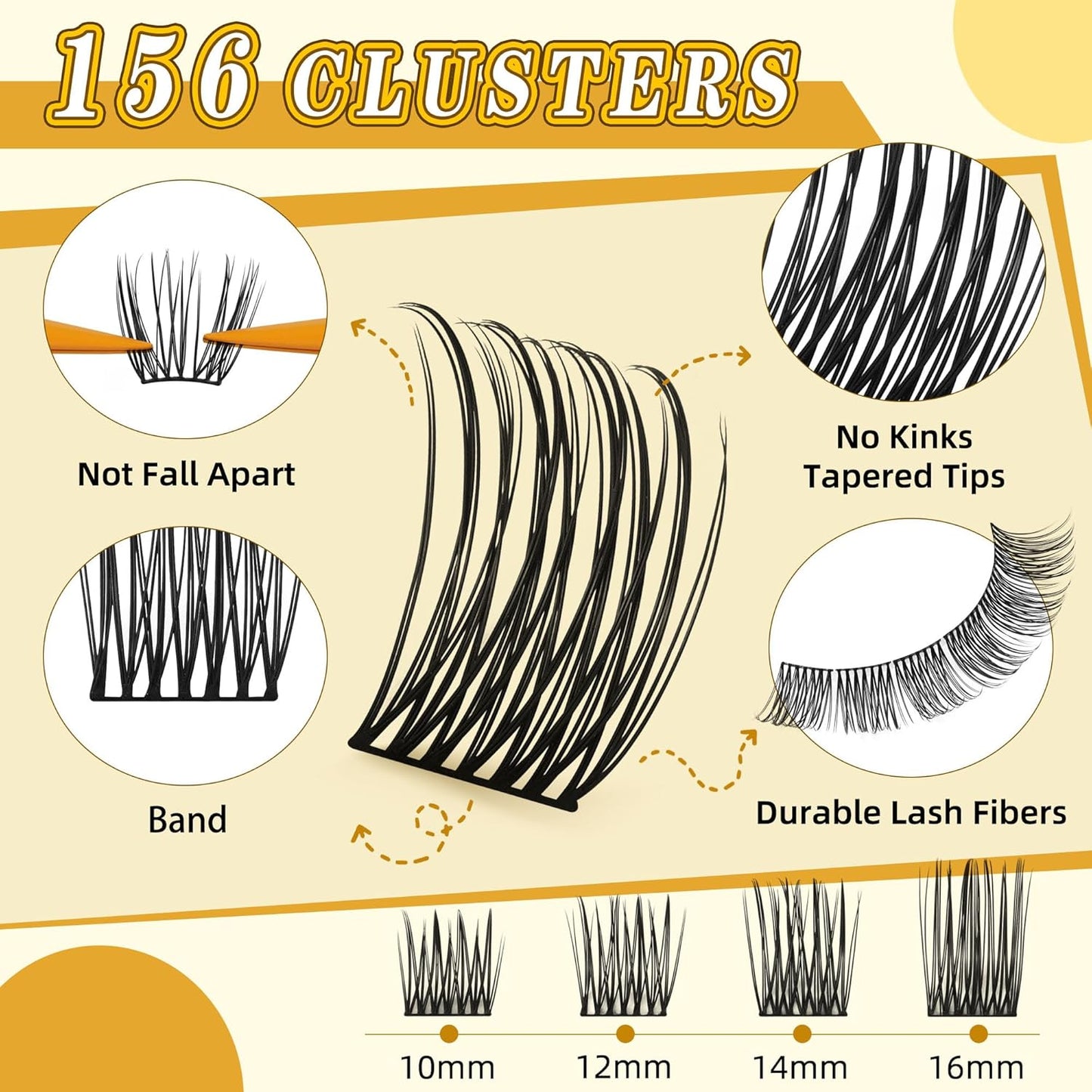 Eyelash Clusters 10-18mm Wispy Lash Clusters D Curl DIY Cluster Lash Extension Kit Individual Lashes Kit With Bond & Seal, Glue Remover, Tweezers(LF05 Lashes Set)