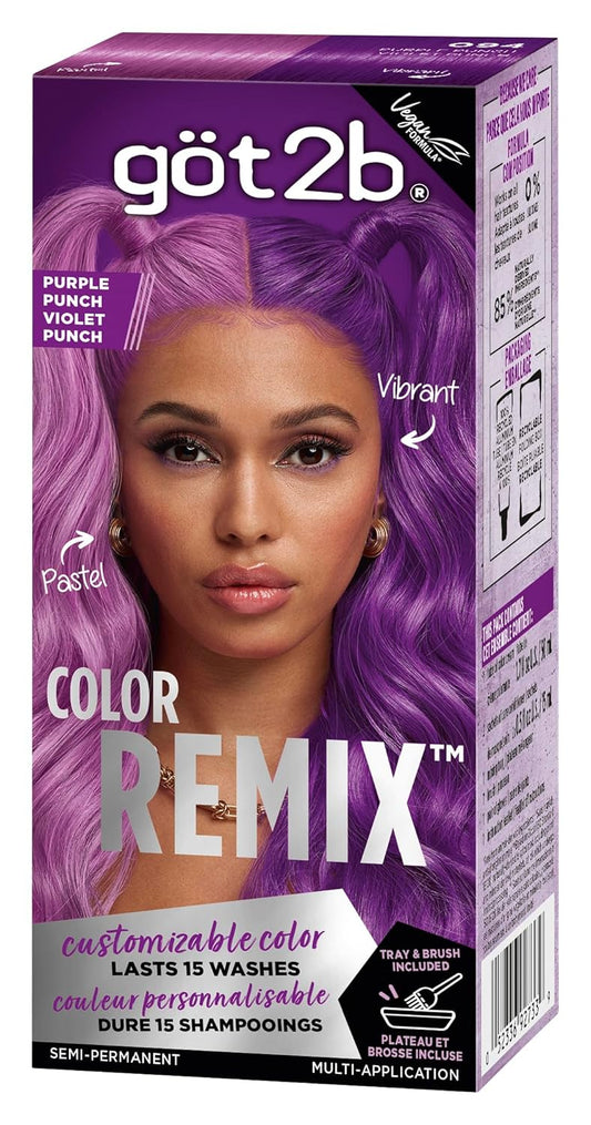 Got2b Color Remix, Customizable Semi-Permanent Hair Color, 094 Purple Punch