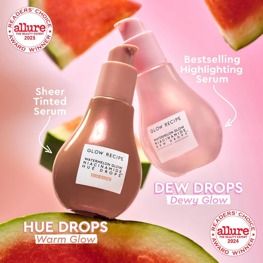 Glow Recipe Hue Drops Tinted Face Serum - Bronzing Drops to Brighten & Hydrate - Skincare Makeup Primer & Liquid Highlighter to Blur Pores for a Radiant, Even Skin Tone - Sunglow (40ml)