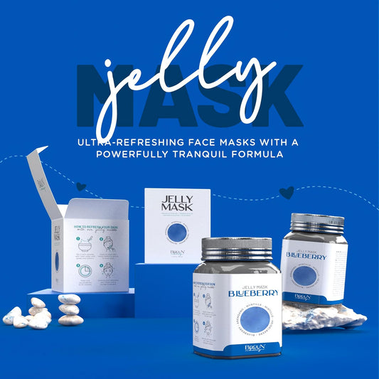 BRÜUN Jelly Mask Jar Blueberry Burst Peel-Off Face Care Rubber Mask - A 23 fl oz Skin Care Moisturizing Gel Mask Jar Spa Set for Men, Women and Adults on Formal Gatherings and Events