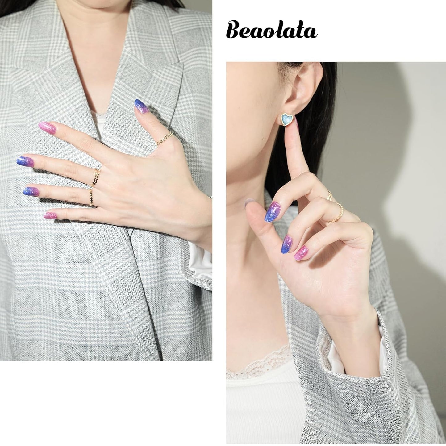 Nail Polish Strips, 32PCS Salon Quality Wraps, Long Lasting Gel Nail Stickers for Women Easy Apply& Remove (Nebula Purple)