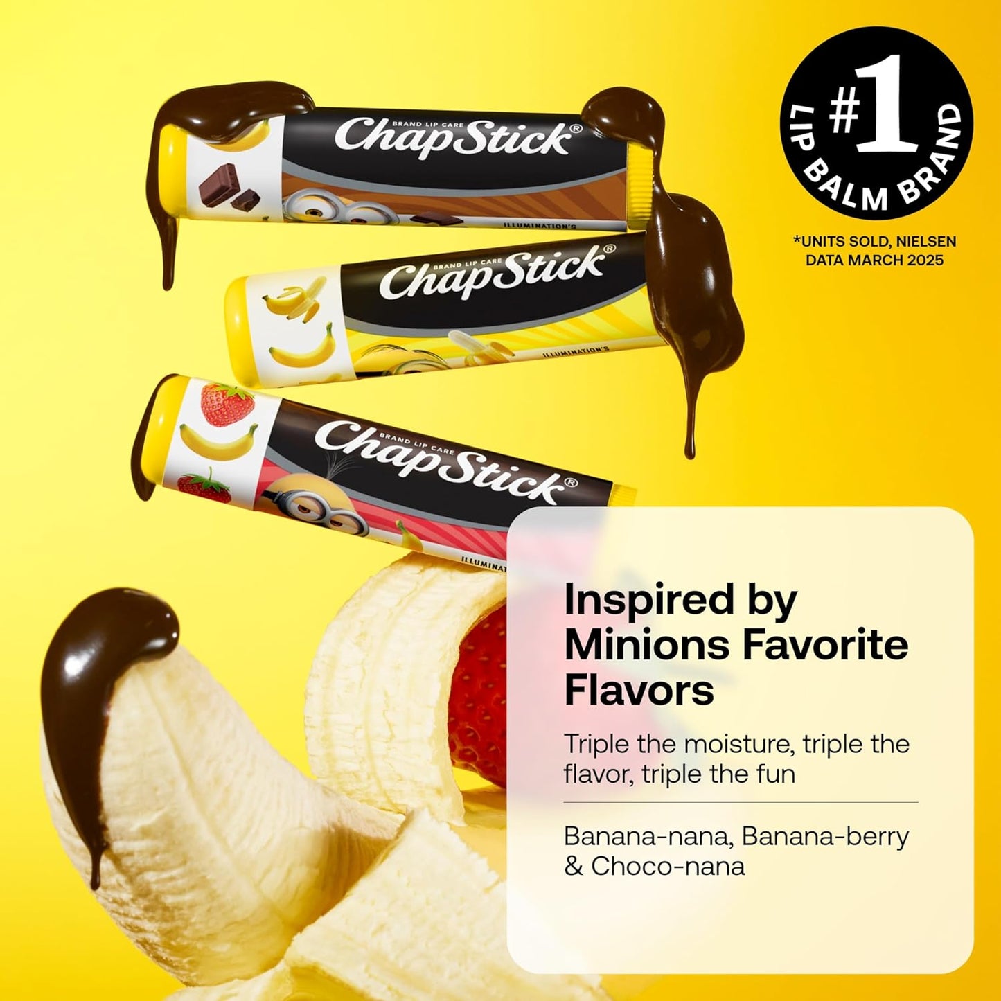 ChapStick Lip Balm, Minions Banana Variety Packs (6 Sticks), Party Favors for Kids, 0.15 Oz Ea