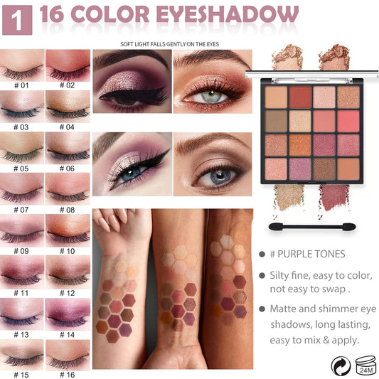 All in One Makeup Kit for Women Full Kit, Basic Cosmetics Kit for Beginner & Professionals, Eye Makeup Set Tween Girl, Make Up Kits for Teenagers, Makeup Gift Set for Girls, Women & Teens(16-Purple)