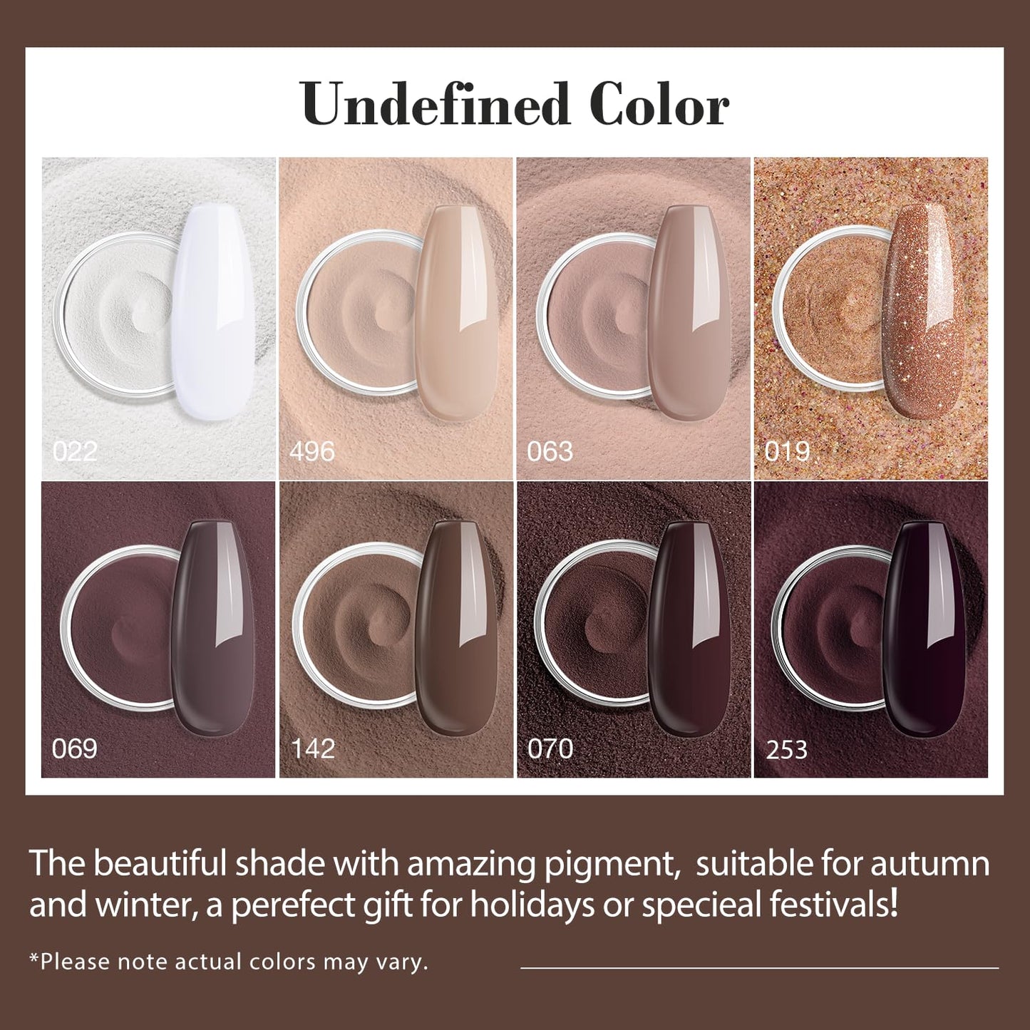 AZUREBEAUTY 30Pcs Dip Powder Nail Kit Starter, 8 Colors Fall Nude Brown Glitter Purple Nude with Nail Sticks, Nail Art Liquid Set with Matte/Base/Top Coat Activator for French Manicure Salon