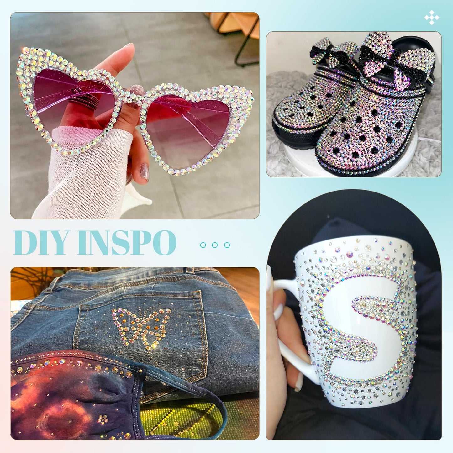 6100Pcs Jelly Resin Rhinestones for Crafting with 2Pcs 10ml B7000 Jewelry Glue, 1 Box Flatback Crystals Diamond (Clear AB) for Bedazzling Crafts DIY Nail Art Non Hotfix Gems for Clothing Shoes