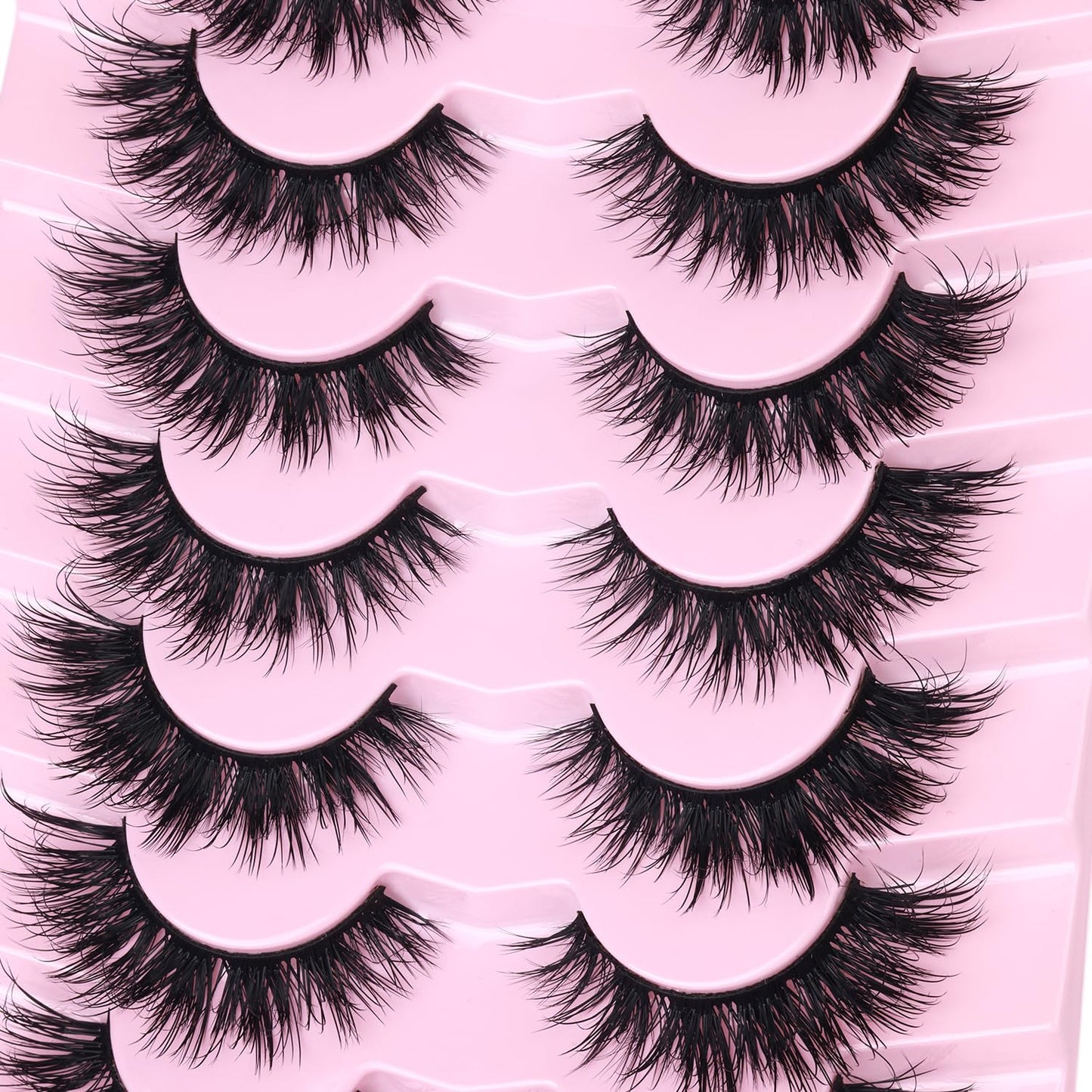 Mink Lashes Natural Look False Eyelashes Wispy Cat Eye Flat Lashes 3D Mink Lashes Natural Fake Lashes 15mm Strip Lashes Pack 7 Pairs by Kiromiro