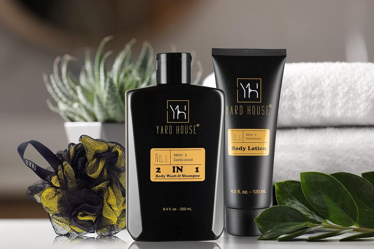 Bath and Body Gift Set for Men - Sandalwood Amber - Birthday, Christmas, Fathers Day Gifts From Wife Daughter Son for Husband, Dad - Relax Spa Kit w. Full Size Items in Deluxe Toiletry Bag
