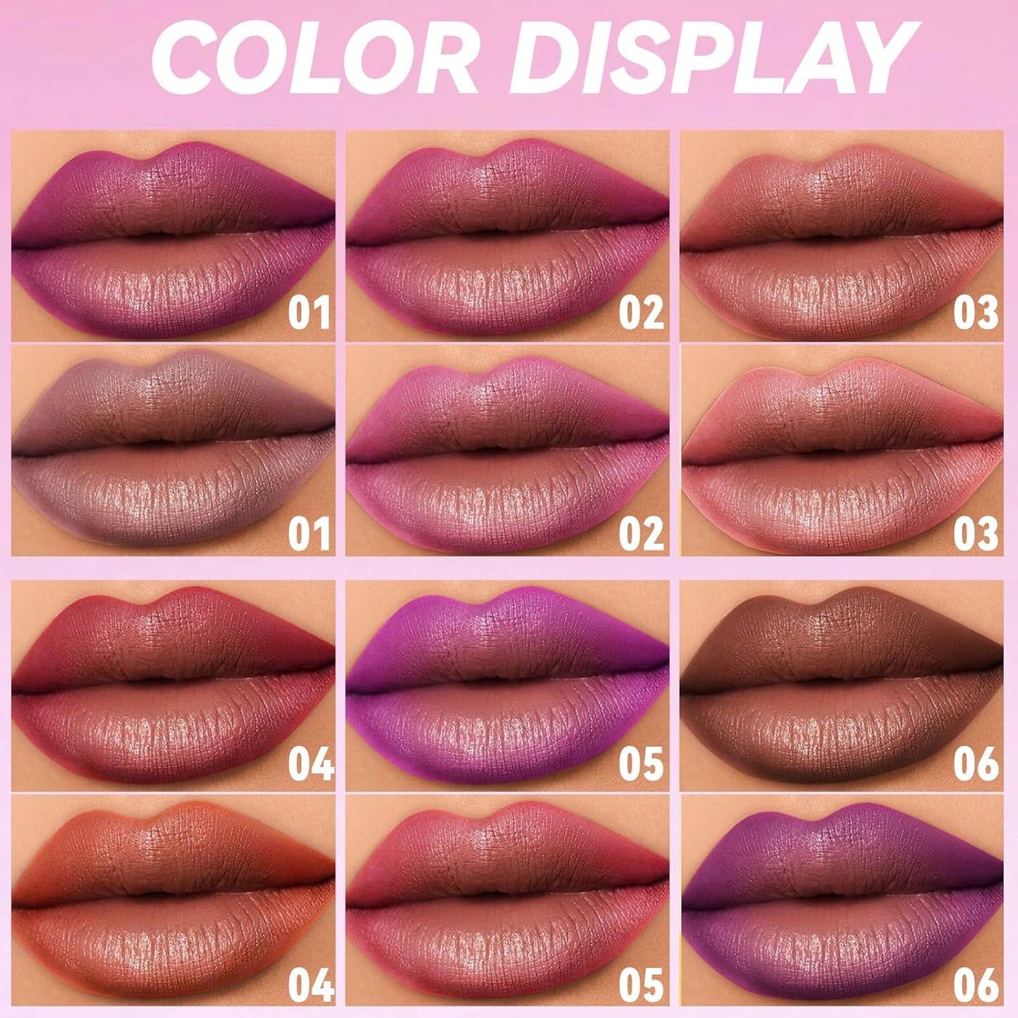 6Pcs Lip Liner Pencil Set Red Pink Purple Brown Double Head Two Colors Matte Finish Waterproof Longlasting High Pigmented Cream Lipstick Lip Colors Pencil Kit with Sharpener Lip Makeup