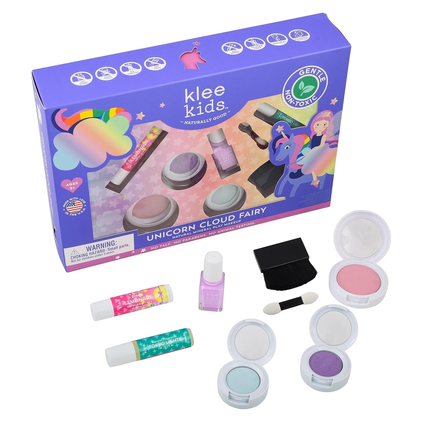 Luna Star Naturals Klee Kids Deluxe Play Makeup Kit. Gentle and Non-Toxic. Made in USA. (Unicorn Cloud Fairy)