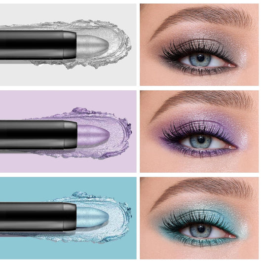 Boobeen 3PCS Cream Eyeshadow Pencil Crayon Waterproof Brightener Stick Shimmer Pen Create Glitter Eye Makeup, Easy to Use