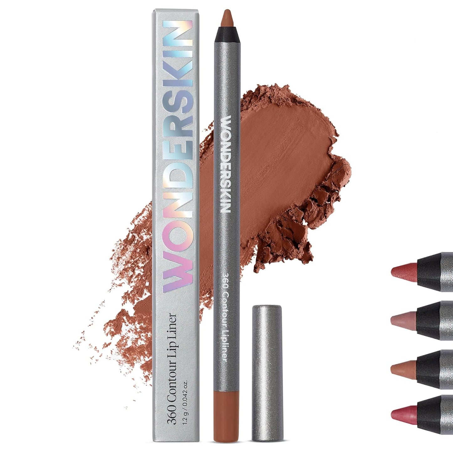 Wonderskin Lip Liner Pencil - 360 Contour Lipliner, Long Lasting, Sharpenable, Waterproof and Transfer-Proof Brown Lip Liner Pencil (Nutmeg)