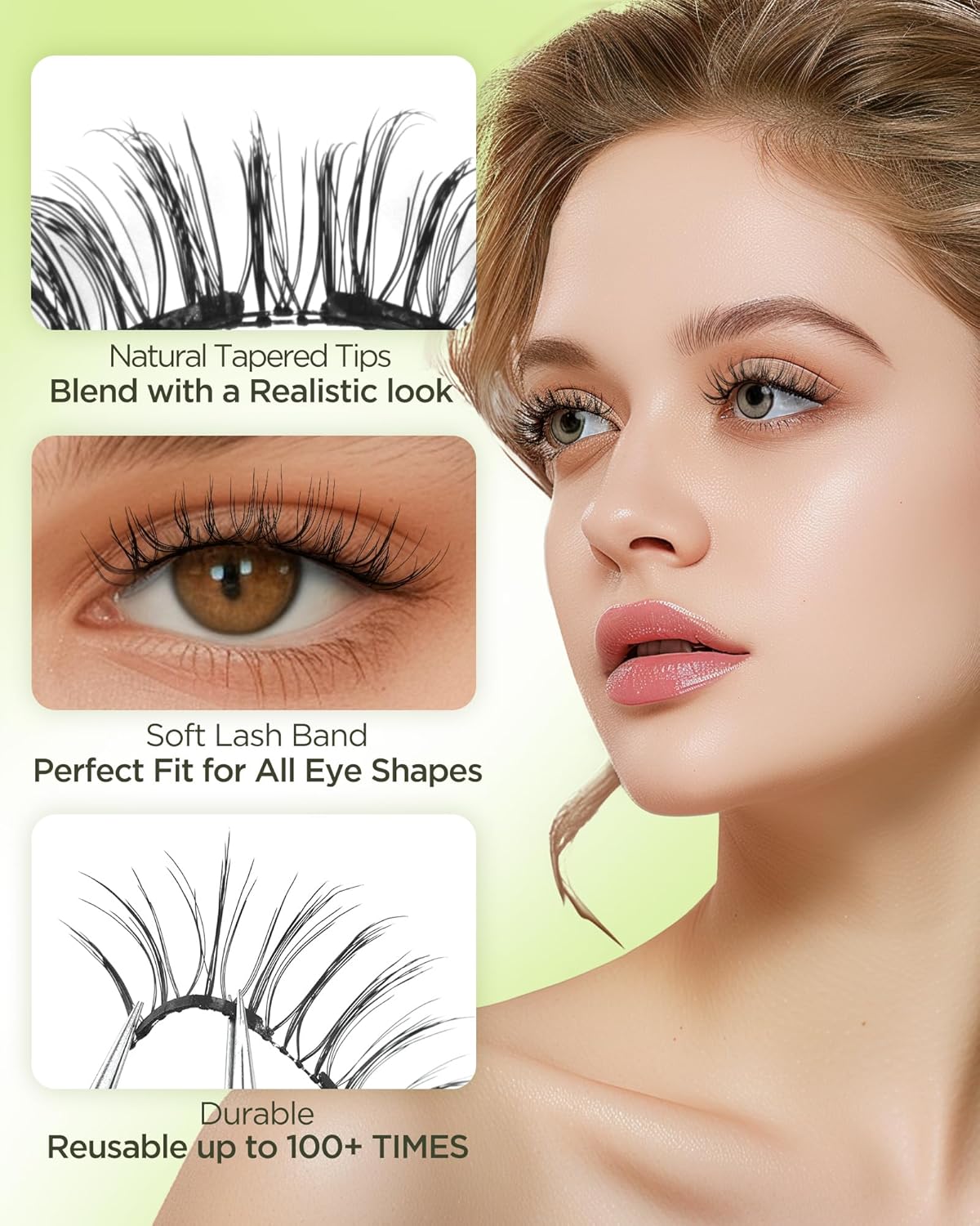 BEYELIAN Magnetic Eyelashes with Applicator Kit, Reusable Natural Look False Lashes, No Glue Needed Soft Magnetic Lashes for Eye MAC-27 (Lightweight & Comfortable)