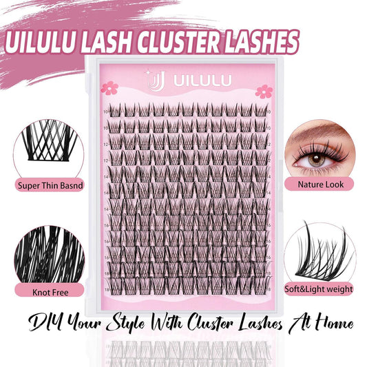 Lash Clusters D Curl Wispy Clusters Lashes 0.07D 10-18 MIX 132 Eyelashes Individual Lashes DIY Lash Extensions at Home False Lashes Wide Band Natural Eye Lash Clusters(U09, 10-18mix)