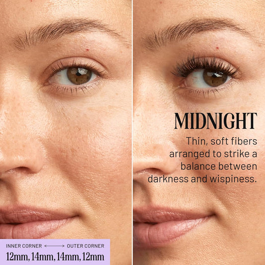 Lilac St - Midnight Dramatic Faux Eyelash Clusters (14mm) - Dark & Lush - DIY Lash Extension Wisps - Lightweight & Lifelike - Lasts 10 Days - Cruelty Free, Vegan, Women Founded - 10 Lashes