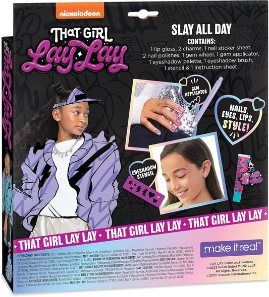 That Girl Lay Lay: Slay All Day Cosmetic Expressions - 12 Piece Set, Make It Real, Nickelodeon, Nails-Eyes-Lips-Style!, Beauty & Makeup Kit, Nail Art, Tweens & Girls, Kids Ages 6+