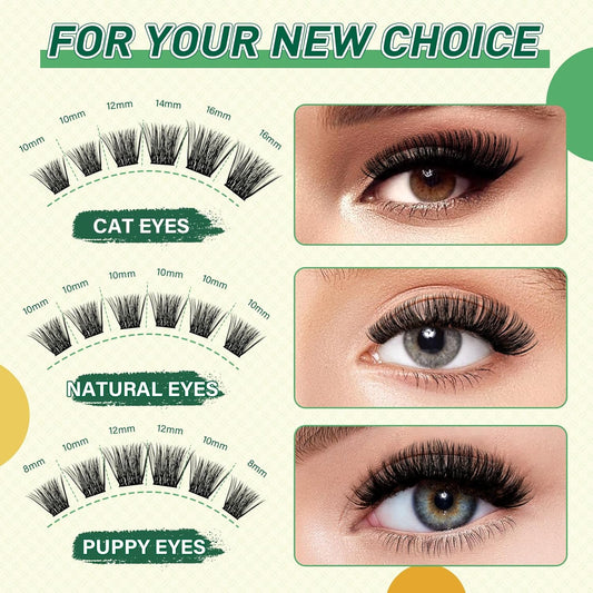 DIY Lash Extension Kit KEYYOU 144pcs Lash Clusters Eyelash Extension Kit with Mascara Brush Bond and Seal Lash Glue Remover Lash Applicators Lash Brush for DIY Lash Extensions (Y04 Kit)