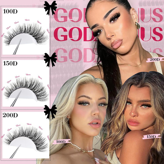 Fluffy Lash Clusters 100-150-200D Volume Eyelash Clusters 10-16mm Wispy Individual Lashes D Curl Cluster Eyelash Extensions 300pcs DIY Lash Extensions(D Curl 300pcs)