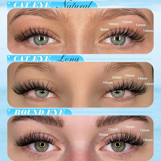 Pawotence Wispy Lash Clusters Natural Cluster Eyelash Extensions 154pcs Individual Lashes 8-16mm Cluster Lashes Extension DIY False Eyelashes Soft Comfortable Natural Eyelash Clusters with Thin Band