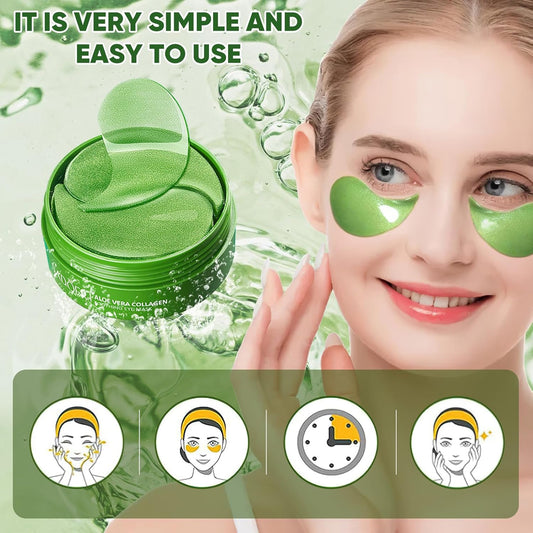 Aloe Vera Eye Mask (120 pcs) - Reduces puffiness and dark circles, firms and improves under-eye skin Under-eye patch for a rejuvenated look and minimises the appearance of fine lines and wrinkles.
