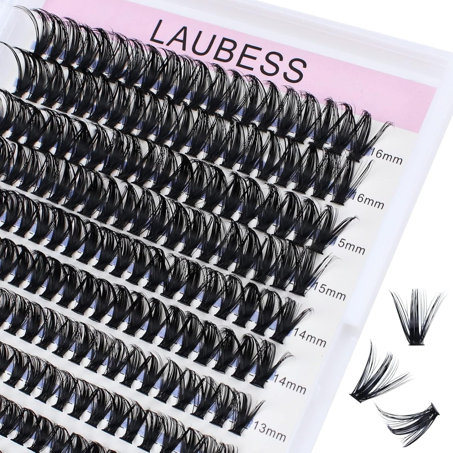 Eyelash Clusters LAUBESS Lash Clusters Individual Lashes Cluster Eyelash Extensions DIY at Home Waterproof Cluster Lashes (50D-D-9-16)