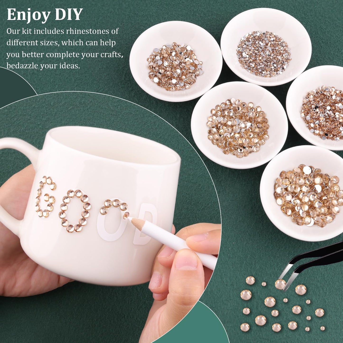 Resin Rhinestones for Crafting with B7000 Jewelry Glue, 2 Boxes Champagne Flatback Crystals with 3Pcs 10ml Glue for Bedazzling Crafts DIY Nail Art Makeup，Non Hotfix Gems for Clothing Shoes