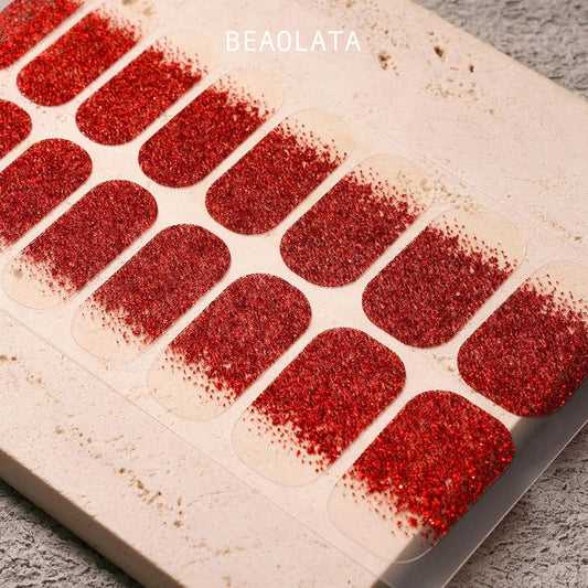 Nail Polish Strips, 32PCS Salon Quality Wraps, Long Lasting Gel Nail Stickers for Women Easy Apply& Remove (Molten Heartbeat Red)