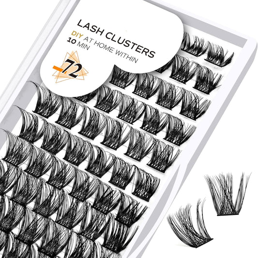 Lash Clusters B05 D Curl 8-16mm DIY Eyelash Extensions 72 Clusters Lashes B&Qaugen Fluffy Individual Lashes Cluster DIY at Home (B05,8-16MIX)