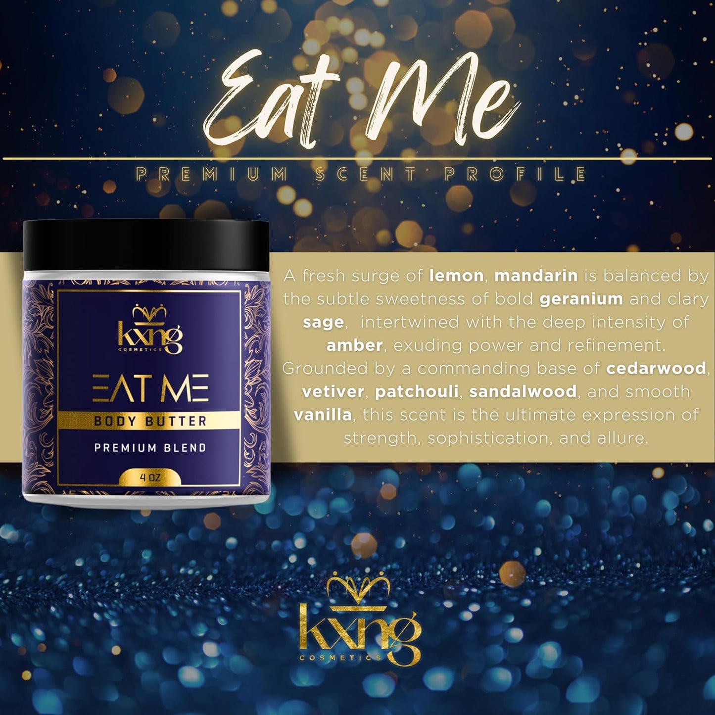 KXNG Cosmetics, Body Butter, Organic Skin Care for Men and Women, Body Moisturizer Lotions and Creams, Raw Shea Butter, Cocoa Butter, Mango, Coconut Oil, Hand, Foot, All Skin Types (Eat Me 2)