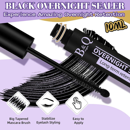B&Qaugen Lash Seal 10ml Overnighter Lash Sealer for Eyelash Extension Lash Sealant Lash Extension Sealant for Lash Clusters Coating Long-Lasting Lash Overnight Sealer for Eyelash Clusters (Black,10ml)