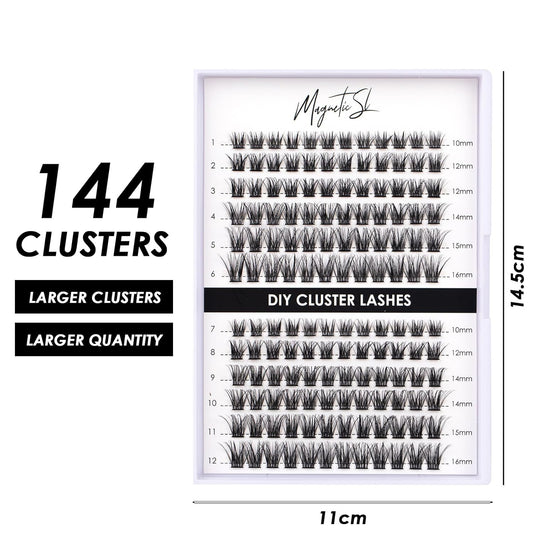 Lash Clusters 144 Pcs Individual Lashes Clusters Eyelash Extensions False Eyelashes DIY Lash Extension Reusable False Eyelashes Natural Look Mix 10-16mm C D Curl-DM06