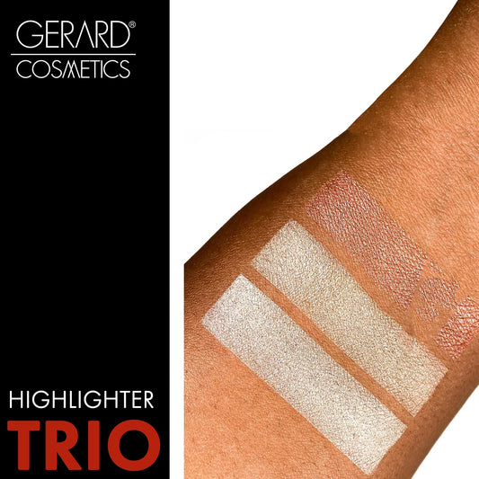 Makeup Highlighter Palette Trio (Starstruck) by Gerard Cosmetics | Vegan Powder Highlighter Makeup Palette with Three Luminous Shades | Cruelty Free and Made in the USA