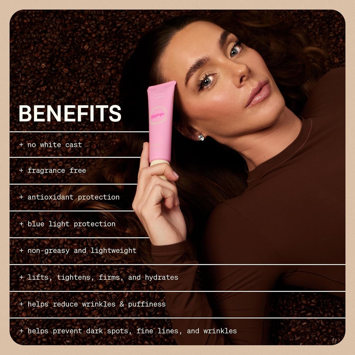 The Skinny Confidential Caffeinated Mineral Sunscreen, SPF 40 - Fragrance-Free Face Sunscreen with No White Cast - Non-Greasy & Lightweight Sun Screen Lotion Reduce Wrinkles, Redness & Puffiness