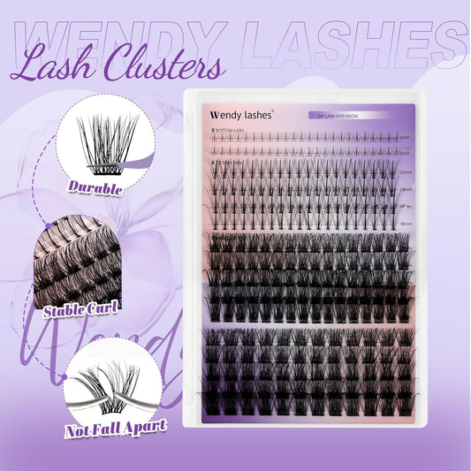 DIY Individual Lash Extensions Eyelashes Cluster Lashes 12-18 mixed D Curl Cluster Lash Nature Look Soft Wispy Cluster Eyelash Extensions（C3+C9-07-1218）