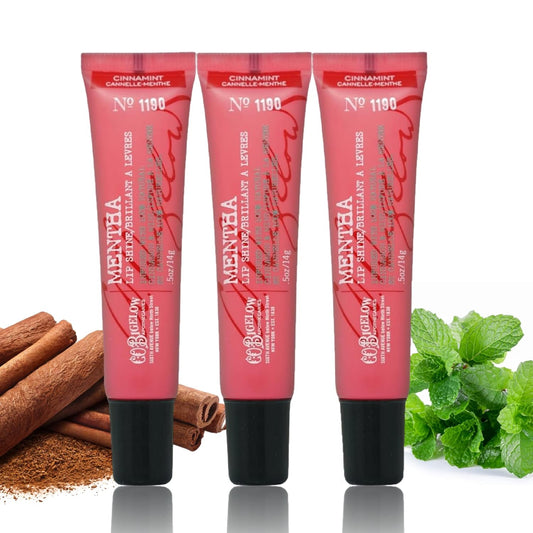 C.O. Bigelow Cinnamint Mentha Lip Shine Balm Tubes, Pack of 3 Bulk Lip Gloss with Cinnamon & Peppermint Oil, High Gloss Shine Finish, 0.5 oz