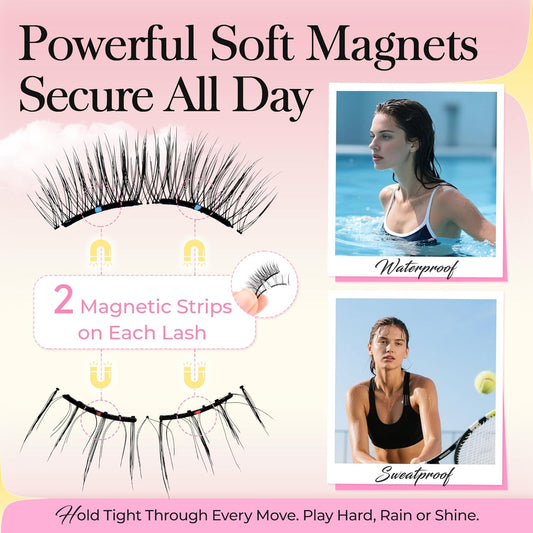 Bepholan Soft Magnetic Eyelashes, Reusable Magnetic Lashes with Applicator, Glue-free False Lashes without Eyeliner, Easy to Wear and Remove (RC24)