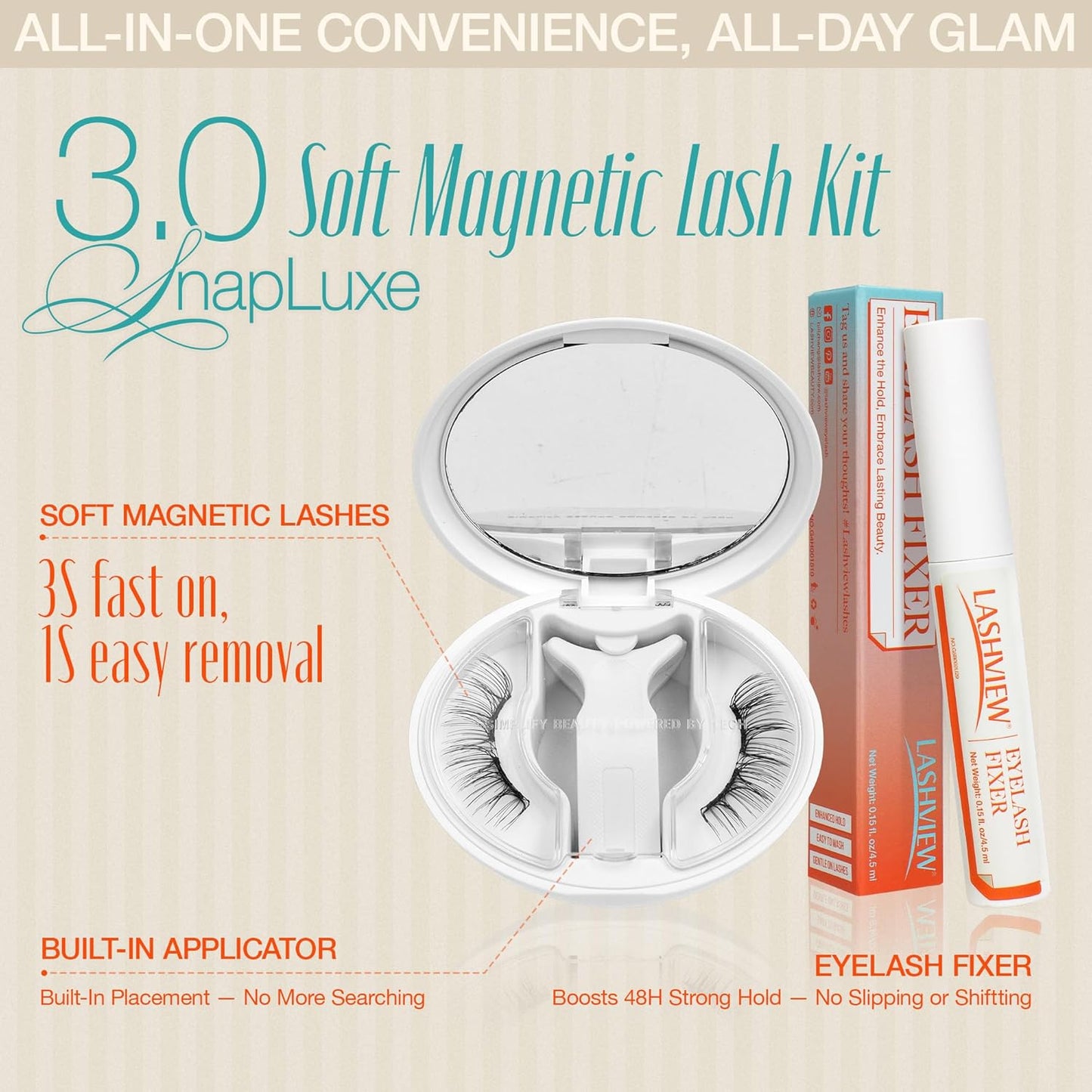 LASHVIEW Magnetic Eyelashes with Applicator, Soft Magnetic Lashes Natural Look Comfortable & Secure Fit Easy to Apply Reusable（XYT14)