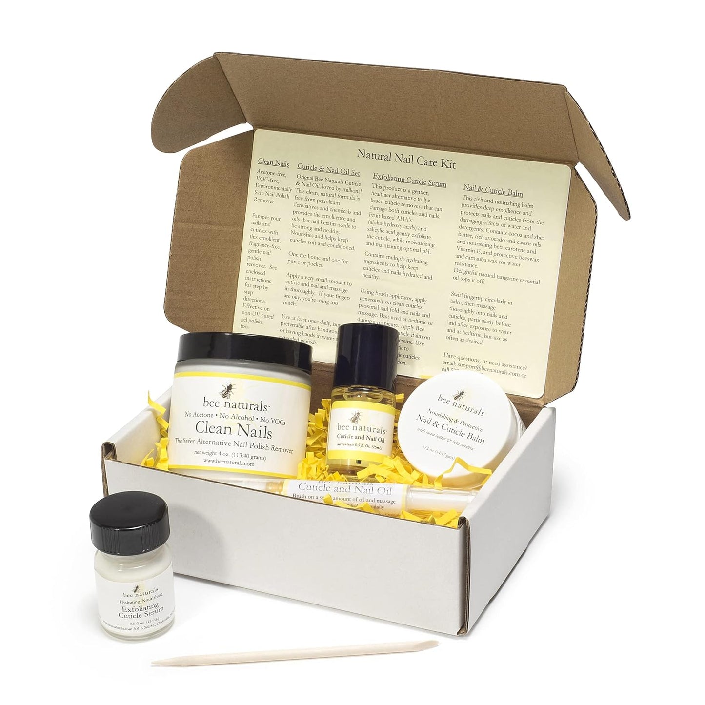 Bee Naturals Natural Nail Care Kit - Natural & Non-Toxic Nail and Cuticle Care Set with Vitamin E - Softens & Protects - Ideal Gift for Repairing Cuticles and Nails
