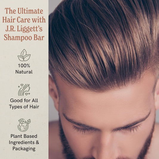 J·R·LIGGETT'S Shampoo Bar - Herbal Formula, All Natural Bar Shampoo for Hair with Coconut Oil & Castor Oil, Sulfate Free, GMO Free, Antioxidant-Rich Plant Oils, Promotes Scalp Balance, 3.5 oz - 2 Pack
