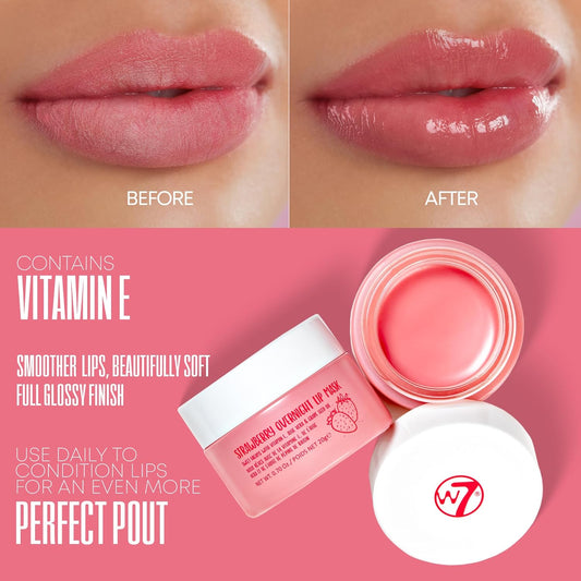 W7 Sweet Dreams Strawberry Lip Mask - Vitamin E, Aloe Vera and Grape Seed Oil - For Hydrated, Full Looking & Irresistible Lips - 0.67 Fl Oz