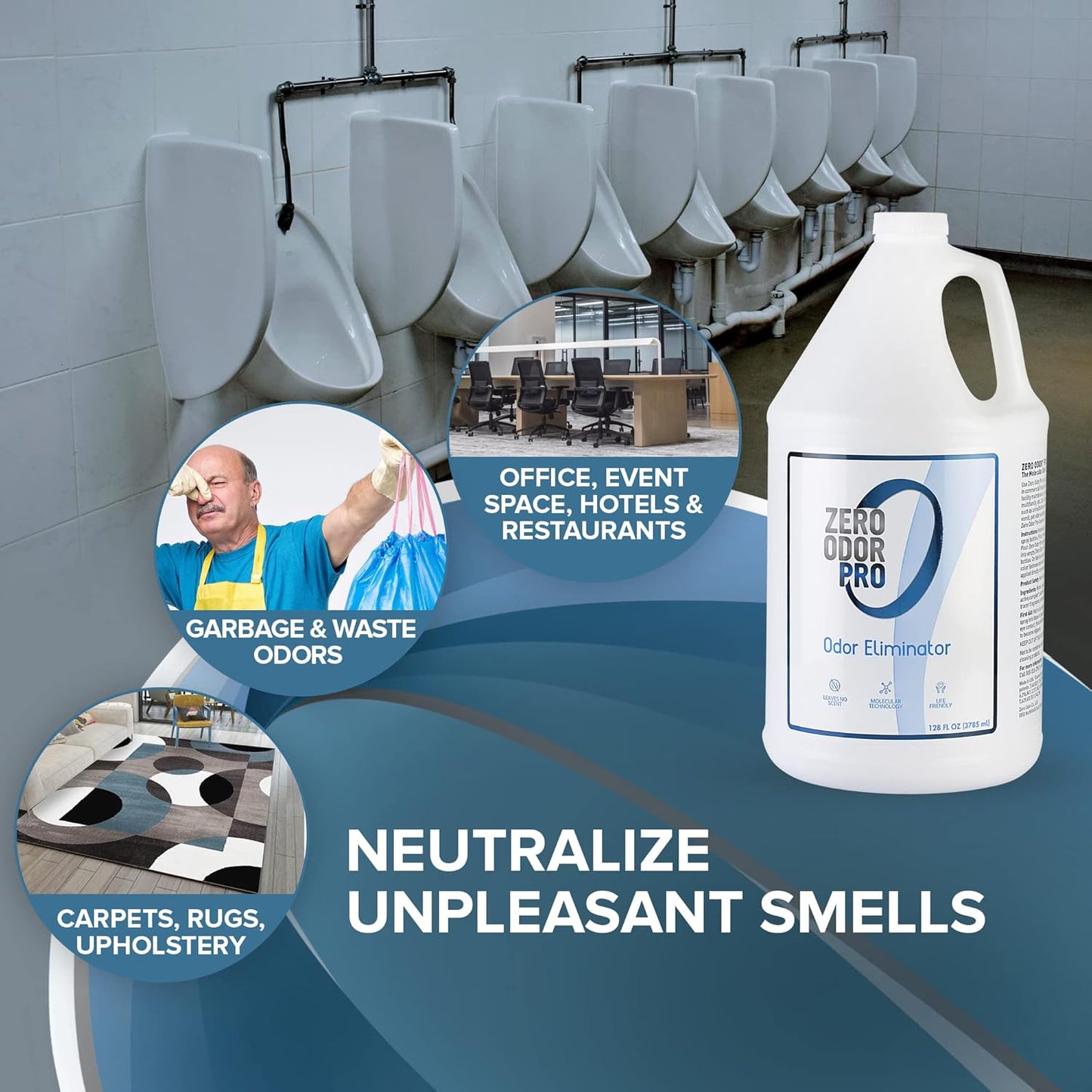 Zero Odor Pro - Commercial Strength Odor Eliminator & Neutralizer, Air Freshener, Room Deodorizer - Strongest Odor Eliminator Trigger Spray, 128oz Refill