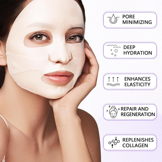 Deep Collagen Jelly Gel Face Mask,Bio-Collagen Facial Mask for Glass Glow Skin,Hydrating Hydrogel sheet Overnight Mask, low molecular weight collagen for lifting, firming, and moisturizing