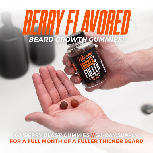 Wild Willies Beard Growth Gummies Supplement for Men - with Biotin & 19 Vitamins for Stronger, Thicker Facial Hair - 60 Gummies